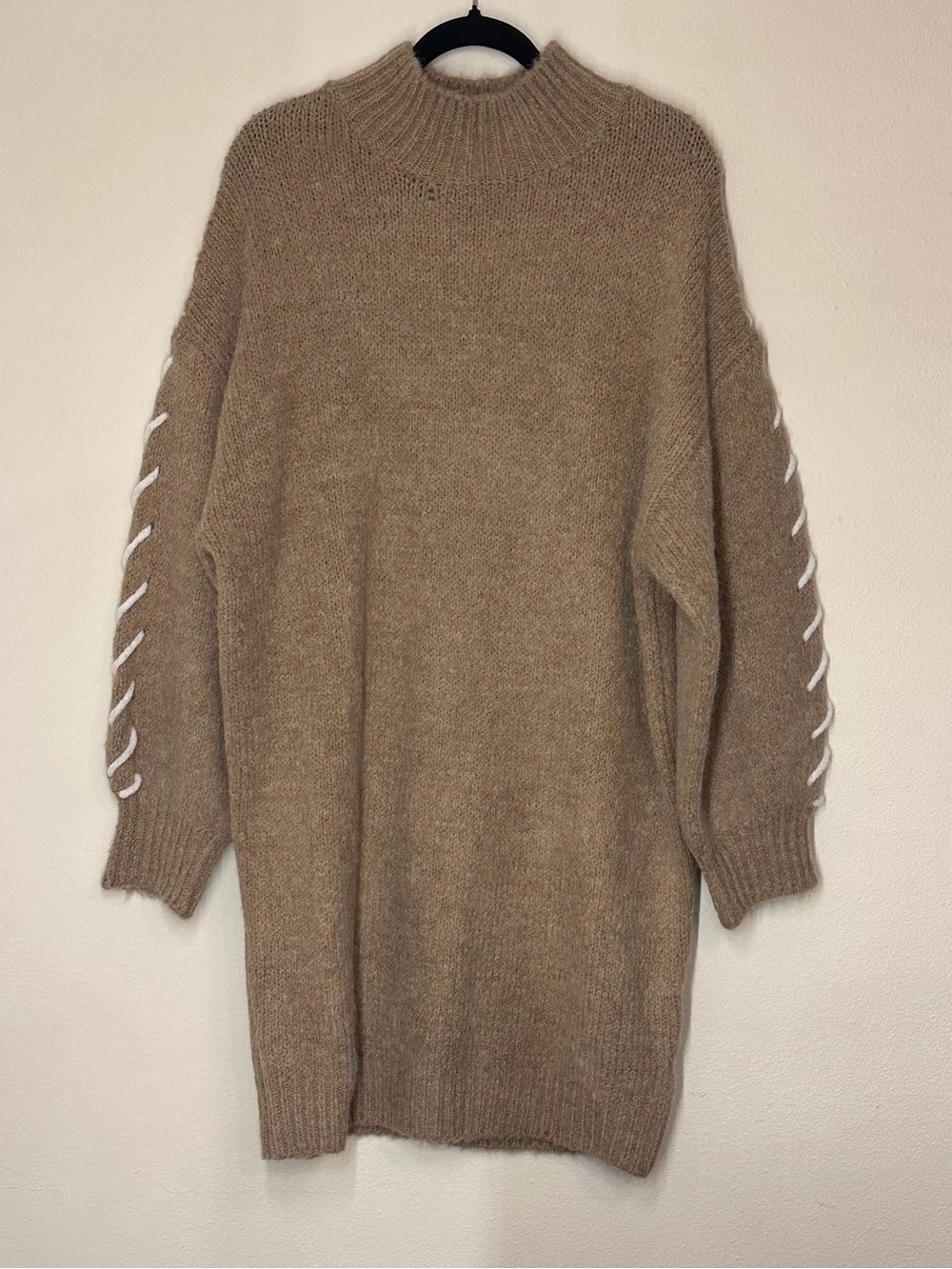 Sunday Edition Women's Mock Neck Lace-Up Knit Sweaterdress Solid L